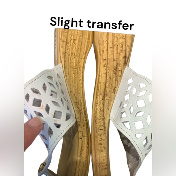 SPRING STEP Sandals White Leather Wedge Slides Size 40 Made in Italy US Sz 9.5 - Picture 4 of 9